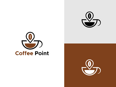 Coffee Point Logo app aroma branding business cafe cafeteria coffee cool design graphic design icon illustration logo logo design modern coffee point unique coffee logo