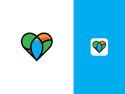 Toucan love logo app bird branding business colorful company creative design heart logo logo design love modern nature parrot template vector website