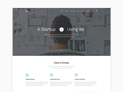 Be Startup Template UI agency be business clean corporate creative psdehat simple startup template themeforest video
