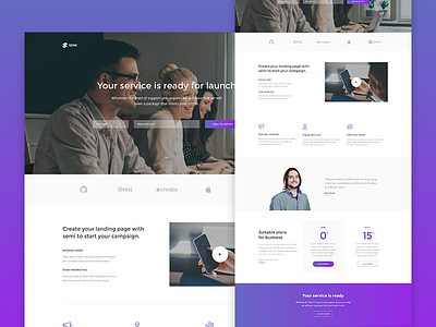 Semi - Service Landing Page agency business clean corporate creative landing page marketing product psdehat service simple themeforest