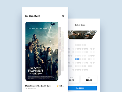 Cinema App Concept app checkout cinema app inspiration movies pay rating seats theaters ui ux