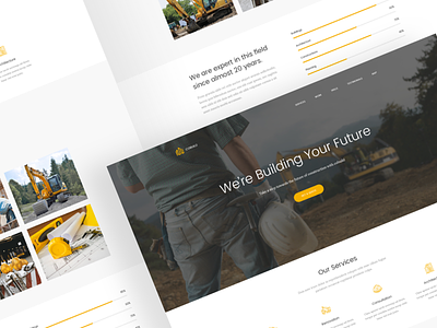 Building & Constructing Landing Page build building clean company constructing constructor helmet landing page marketing modern yellow