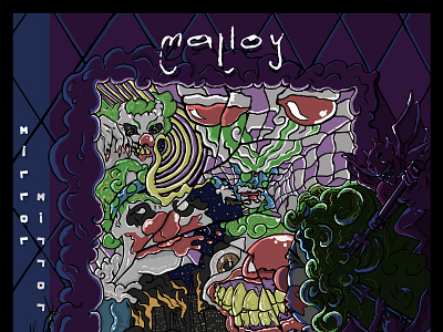 Malloy - 'Mirror Mirror' Album Cover & Logo album art album cover clown dark digital digital illustration haunted introspection mirror photoshop