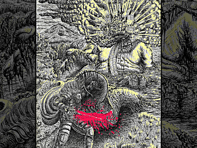 City Slayer Album Art & Merch Design album art album artwork album cover armour blood composition landscape medieval merchandise monster sword