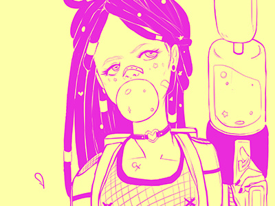 Giv'em Hell design illustration kawaii lineart linework sneakpeak sugarpop wip