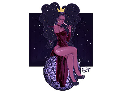 New Year's Queen afro art black illustration magical girl new year queen sugarpop