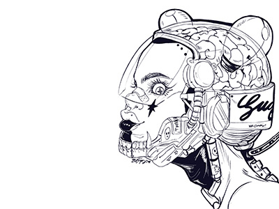 "KU-MECHA" art cyborg digital ebonegrayson graphic illustration kawaii kowai mecha sugarpop