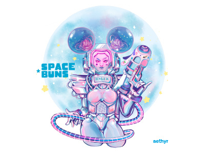 SPACE BUNS EP album art art cover art decora design illustration japanese fashion mech mecha pastel space sugarpop