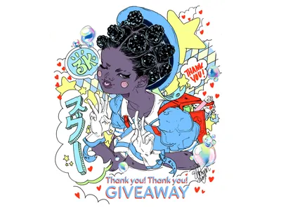 SUGE~ Giveaway Graphic 3k black cool cute decora ebone grayson graphic illustration kawaii suge