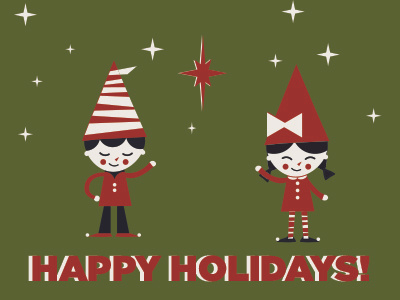 Xmas christmas elf holidays illustrator vector vintage