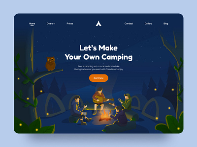 Rent Camping Tools Landing Page app branding camping design figma illustration landingpage ui ux vector web webdesign