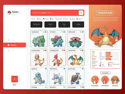 Daily UI #2 - Pokedex Dashboard app das graphic design ui vector