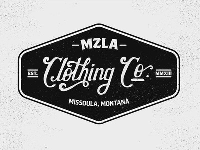MZLA Logo (GIF) black distress grunge handletter handlettering logo script. clothing shirt texture type. typography white