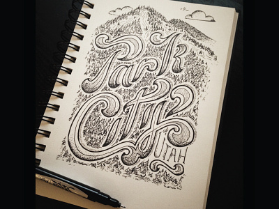 Park City Sketch black and white drawing handletter handlettering park city salt lake sketch ski type