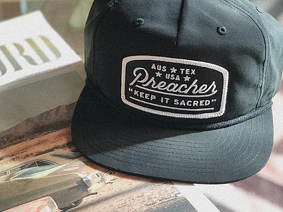 Preacher Hat II austin handlettering hat patch preacher script texas type