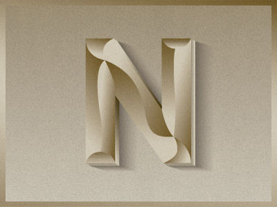 Gold N gold letter n type typography