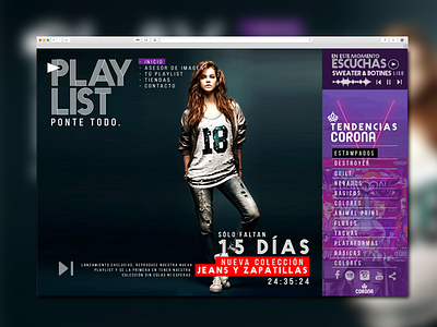 Play List web Corona Retail branding css3 desing fashion html5 ilustrator model music photoshop retail ropa web