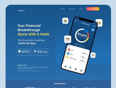 Financial App - Landing Page Design design ui ux web design