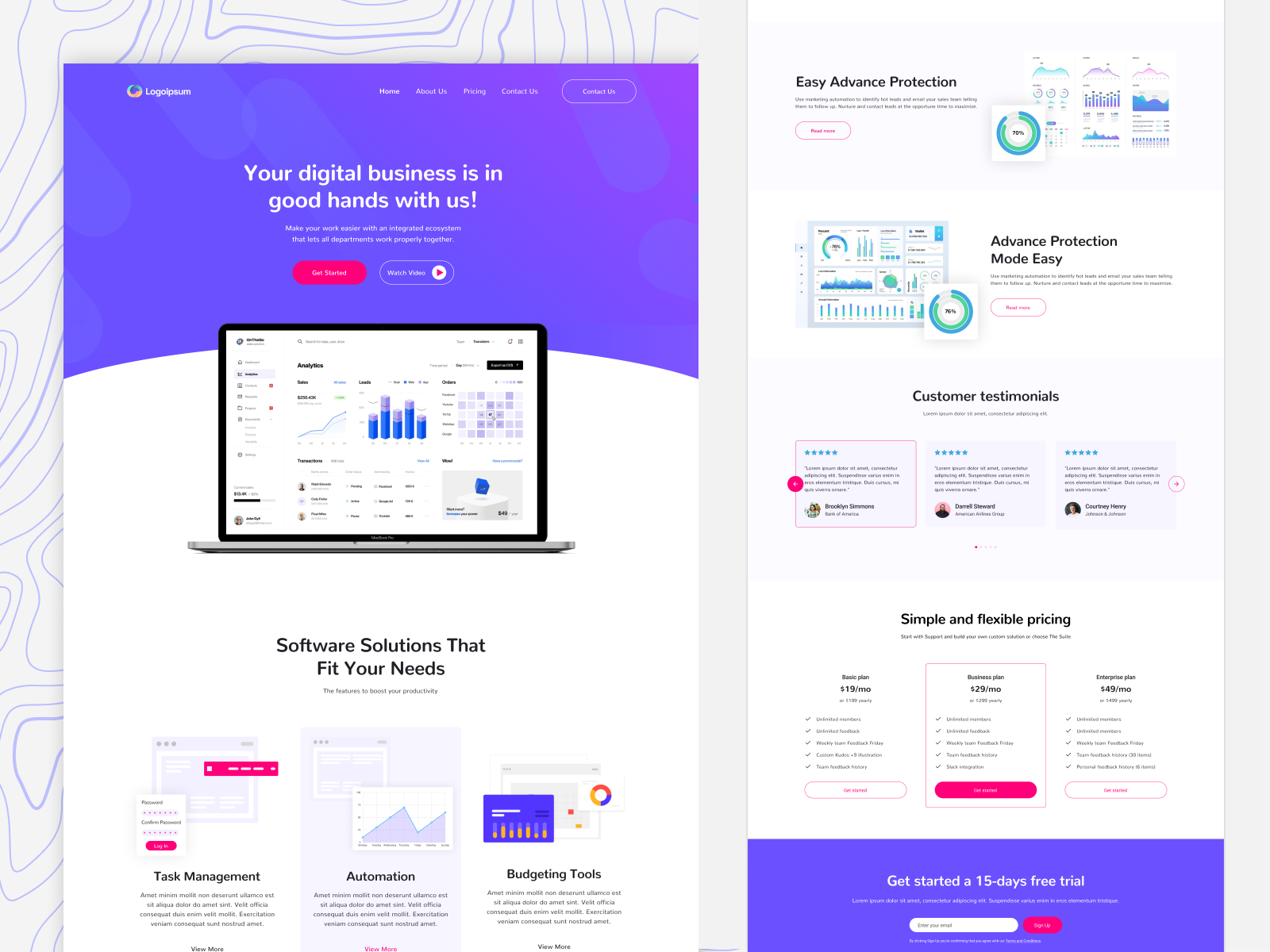 SaaS Landing page template free by AirDokan on Dribbble