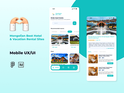 Hotel & Vacation rental application UX/UI app design ui ux