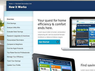 Energy Savings App - 2 about how it works ios ipad mac navigation sidebar tour page ux