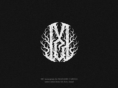 MADAME CAROLE black metal monogram logo