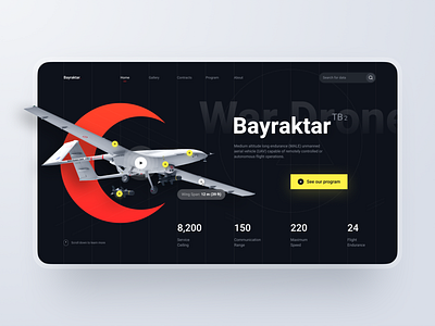 Landing Page: War Drone battle design drone header hero landing military page section ui ux war weapon web website