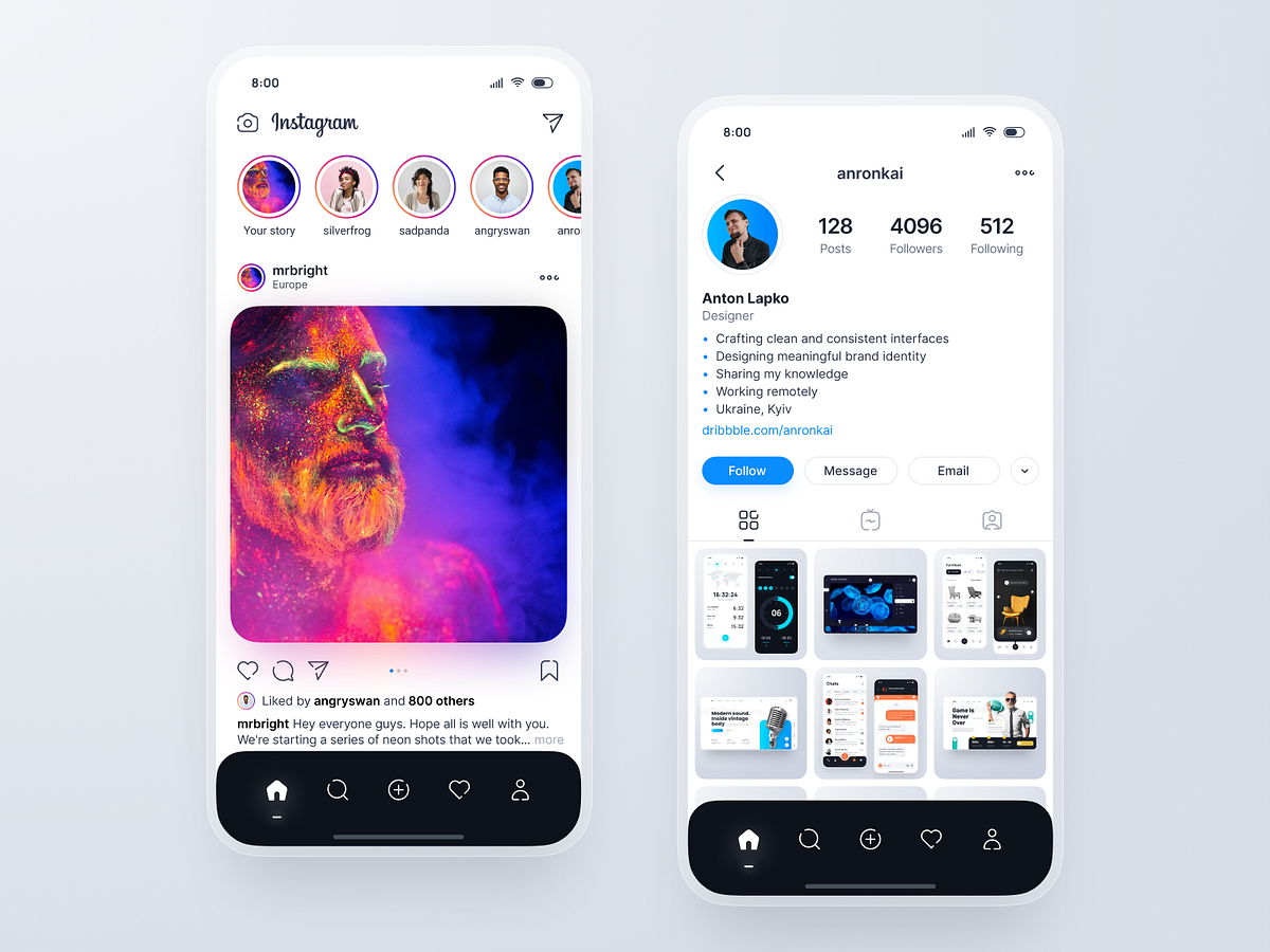 Instagram Redesign Concept by Anton Lapko on Dribbble