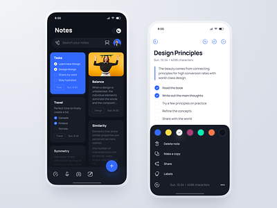 Mobile Notes App app dark diary docs editing figma google light mobile note notes text ui ux writing