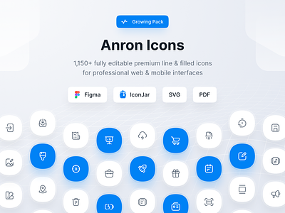 Anron Icons: 1150+ Editable Icons for Figma & IconJar app design figma filled icon iconjar iconography icons iconset line mobile pack ui ux web