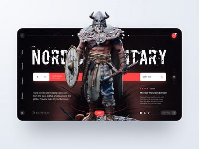 Landing Page: Nordic Military 3d above the fold concept dark figma hero landing landing page military model nordic page slider ui viking