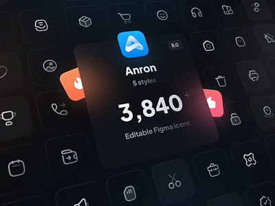 Anron Icons 8: Flexible Figma icons figma gumroad iconjar iconpack icons iconset library line pack set two colors two tones uidesign