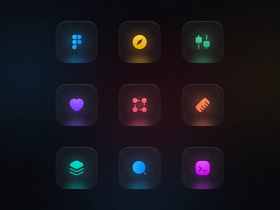 Anron Icons: Neon Edition colored dark figma filled glow icons neon pack set stylish ui website