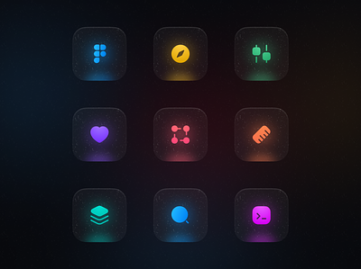 Anron Icons: Neon Edition colored dark figma filled glow icons neon pack set stylish ui website
