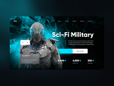 Hero Section: Sci-Fi Military ai concept dark design desktop figma hero landing militray page robot sci fi soldier ui web website