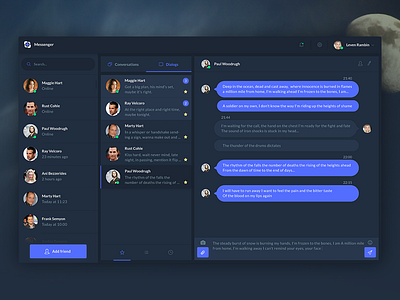 Messenger concept. Dark theme 13 chat dailyui dark dialog friends message messenger