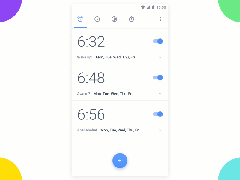 Google Clock Redesign animation clock dark google light night redesign stopwatch theme timer ui white