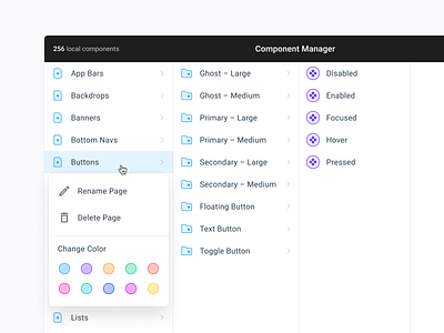 Figma Component Manager — Context Menu component component library components desktop folder light management manager page ui web