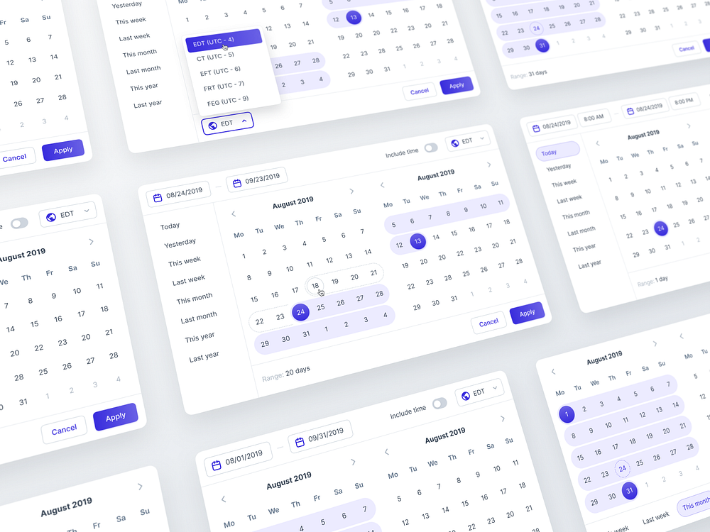 Leverege Design System: Date Range Pickers by Anton Lapko for Leverege ...