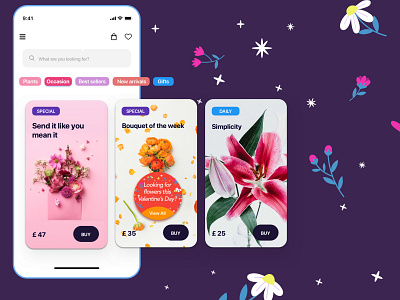 FIORELLO - product listing ecommerce ecommerce design ecommerce shop florist flowershop hero illustration ios organic product product design ui ux