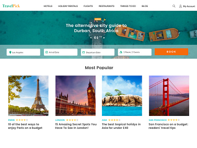 Travel Portal blog carousel desktop hero holiday product design travel travel guide ui ux website