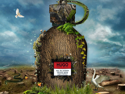 Hugo Boss - One fragrance on tree advert artwork campaign hugo boss perfume product promo