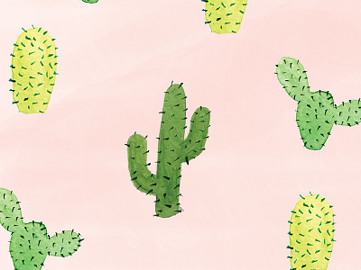 Cacti cactus design hand illustration pattern print surface design watercolor