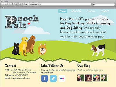 Pooch Pals Website design dogs graphic design homepage illustration landing page web design