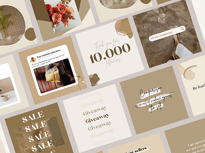 Instagram Template Kit in Neutral Tones - Canva Editable branding canva graphic design instagram template social media marketing template