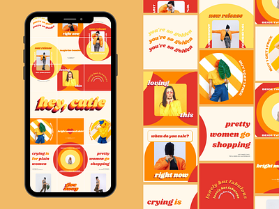 Bright Funky Color Instagram Puzzle Template aesthetic branding bright colors canva cheetos design funky graphic design instagram template social media marketing template