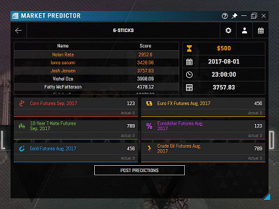 Market Predictor Game app design end front product