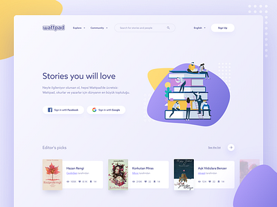 Whattpad Redesign abstract book gradient illustration landing story ui whattpad