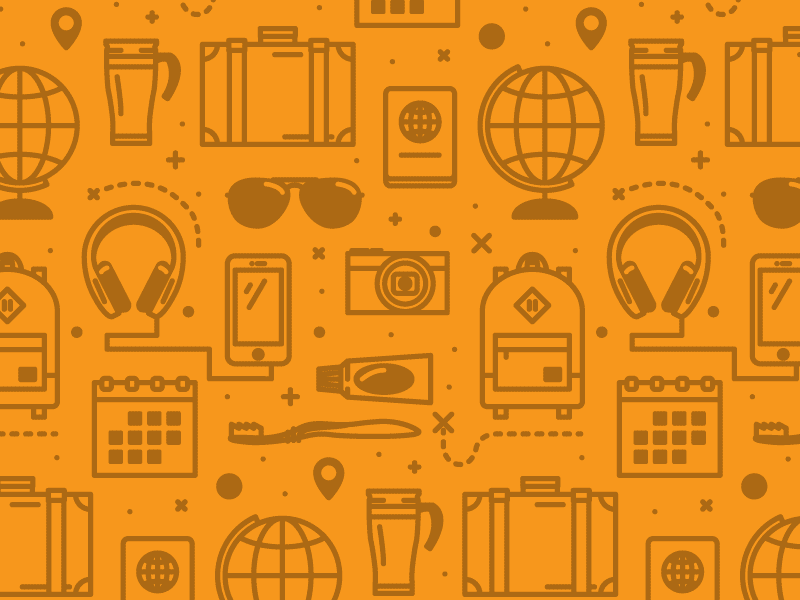 Travel Pattern backpack camera globe headphones icons illustration passport pattern suitcase sunglasses toothbrush travel