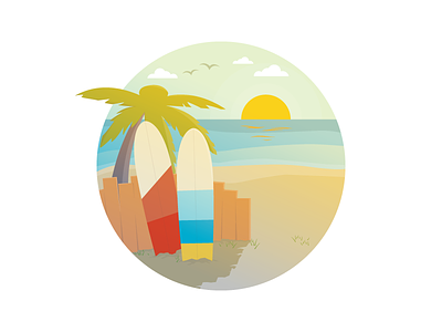 Hang Loose, Brah beach chill hang loose illustration palm trees relaxing shaka summer sunny sunset surf board tropical